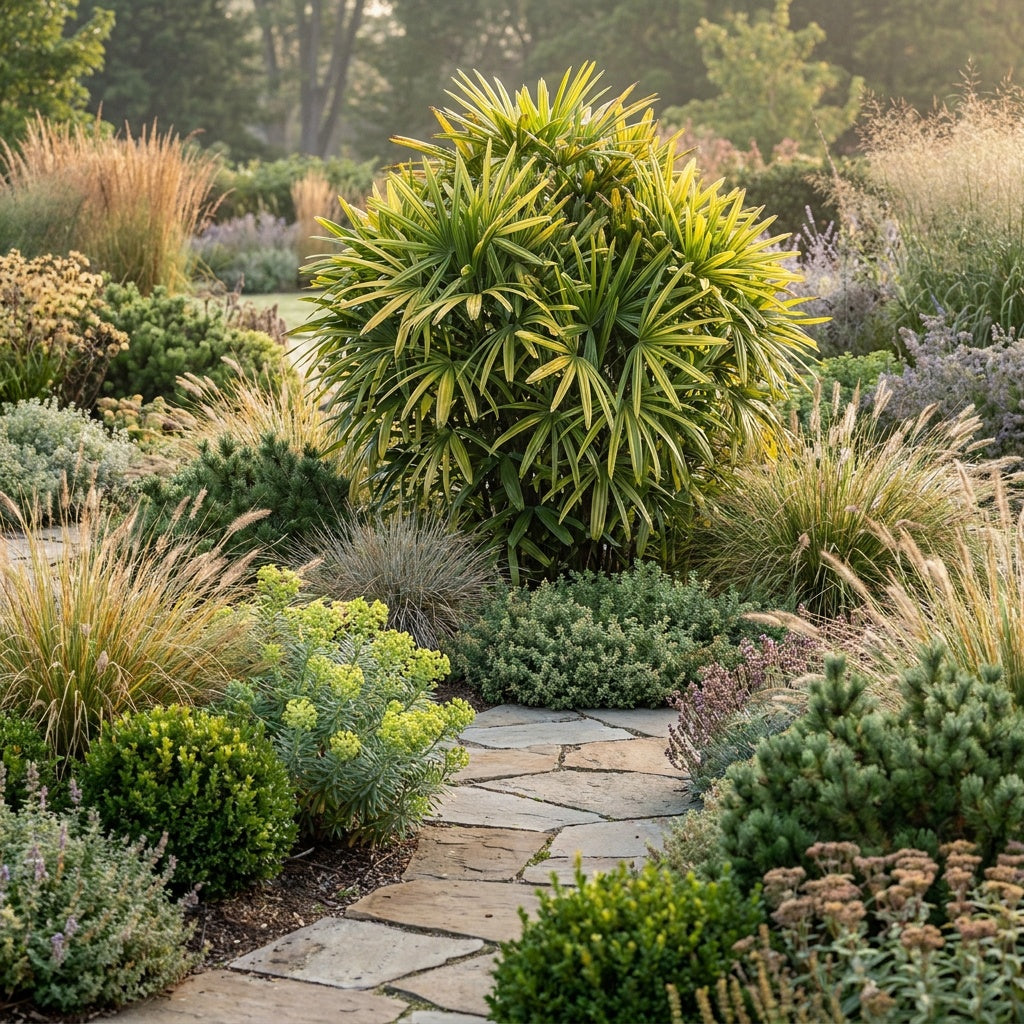 Variegated Lady Palm - Rhapis excelsa 'Variegated'