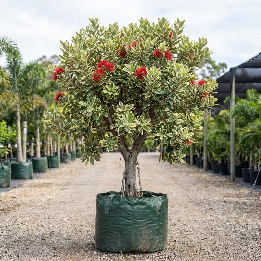 Variegated New Zealand Christmas Tree - Metrosideros excelsa ‘Variegata’